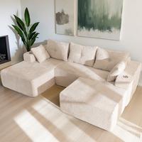 Grayish Beige U Shape-Left Facing Chaise