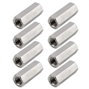 Pack of 8 M6 X 1.0-Pitch 30mm Length Hex Width 10mm Metric Hex Coupling Nut 304 Stainless Steel Rod Coupling Nuts
