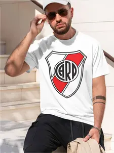 Club Atlético River Plate 2026 new model Black/White Tee Stylish & Comfortable Loose Crew Neck Short Sleeve T-shirts Versatile On Trend Eye Catching Printed Graphic Casual Tee for Daily Wear Outin