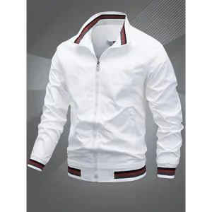 Mens Classic Baseball Collar Bomber Jacket - Timeless Style for Spring & Fall - Lightweight Windbreaker with Trendy Collar - Premium Quality, Comfortable & Versatile