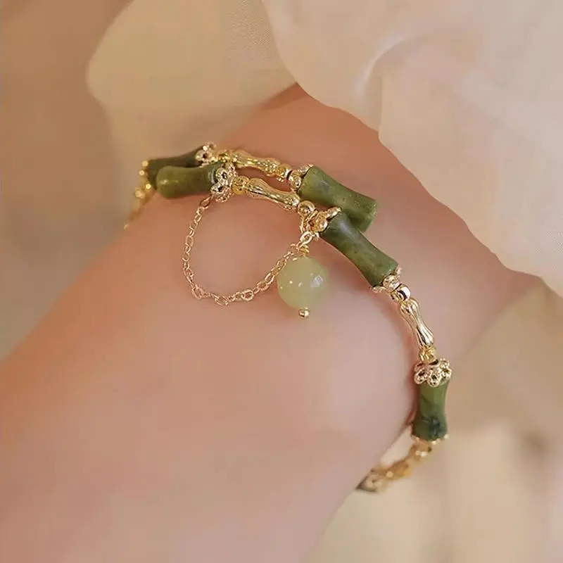 New Chinese Style Bamboo Imitation Jade Bracelet Female Ins Special-Interest Design High-Grade Bracelet New Chinese Style Bamboo Imitation Jade Bracelet Female Ins Special-Interest Design High-Grade Bracelet