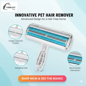 Vibrant Store Reusable Pet Hair Remover Roller Self-Cleaning for Clothes Furniture Carpets & Car Seats Lint Roller for Pet Hair Fur Removal Eco-Friendly & Powerful
