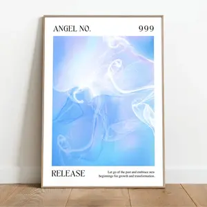 Angel Number 999 Print, Gradient Artwork, Positive Affirmation Poster, Law Of Attraction Print, Manifestation Aura Art