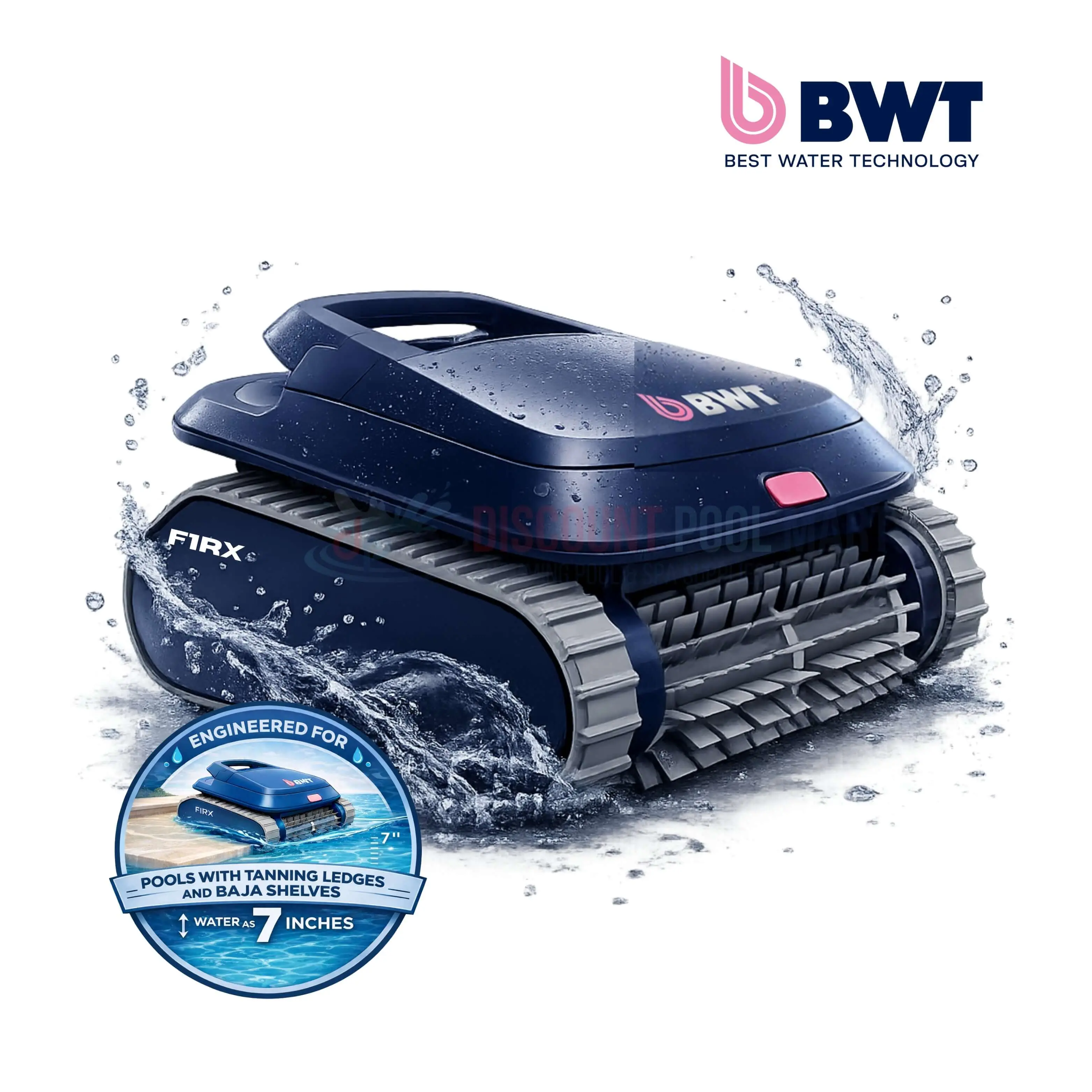 BWT F1 Robotic Pool Cleaner with 7" Water Capability | 59' Cable | F1RX