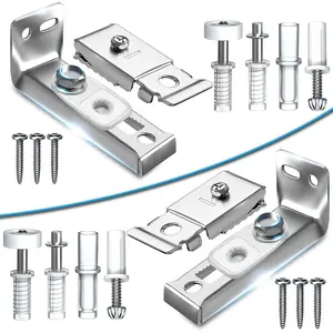 2 Pack Bifold Sliding Door Hardware Barn Pocket Repair Kits Includes Top and Bottom Brackets, Pivots with Guide Wheel for 1" to 1-3/8" Thick Doors