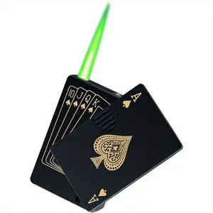 (Butane Gas Not Included)  Cool Ace Card Lighter, Jet Torch Lighter, Refillable Butane Lighter, Ace of Spades Cool Lighter Windproof Poker Design, Suitable for Outdoor, Indoor, BBQ, Candle, Gift for Men/ Women