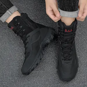 5.AA Men's All-Season All-Terrain Multi-Purpose High-Top Military Boots with Side Zipper - Lightweight, Breathable & Slip-Resistant Hiking Shoes for Mountaineering, Jungle Exploration, Rock Climbing, Camping and Casual Wear Tactical Work Boots outdoorfun