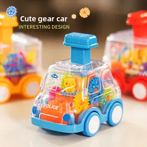 New Cartoon Inertia Backyard Car, No Power Needed, Transparent Gear, Durable Small Car, Unisex Children Toy, Abs Eco-Friendly Plastic