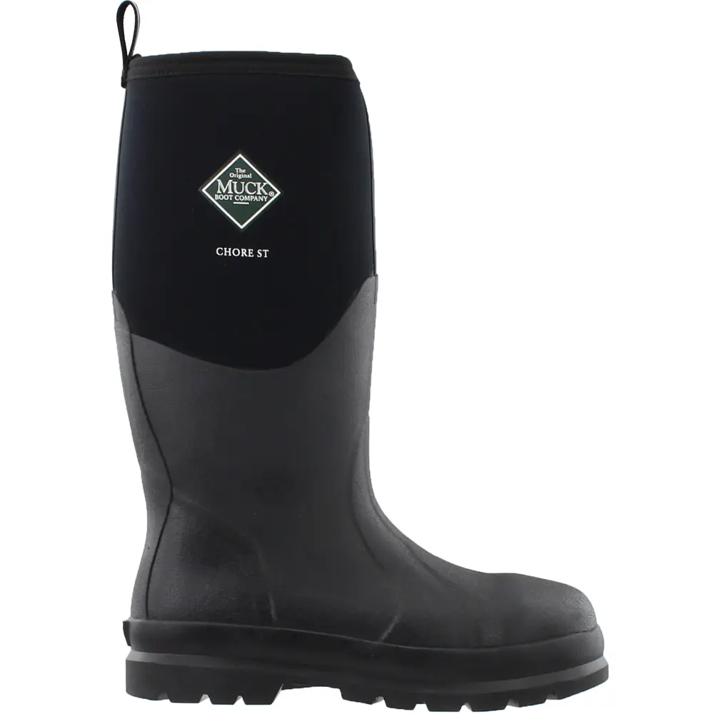 Muck Boot Mens Chore Classic 17 Inch Steel Toe Pull On Rain Casual Boots Knee High - Black