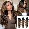 [Summervibes] T1B/P4/27 Highlight 10A Brazilian Body Wavy 100%  Virgin Human Hair Weave Bundles Hair Extensions