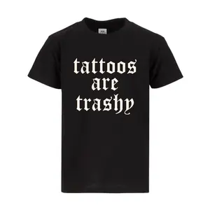 Tattoos Are Trashy T-Shirt, Vintage Funny Sarcastic Tattoo Tee, Retro Adult Humor Graphic Tee Gift For Women, Cotton Fablic