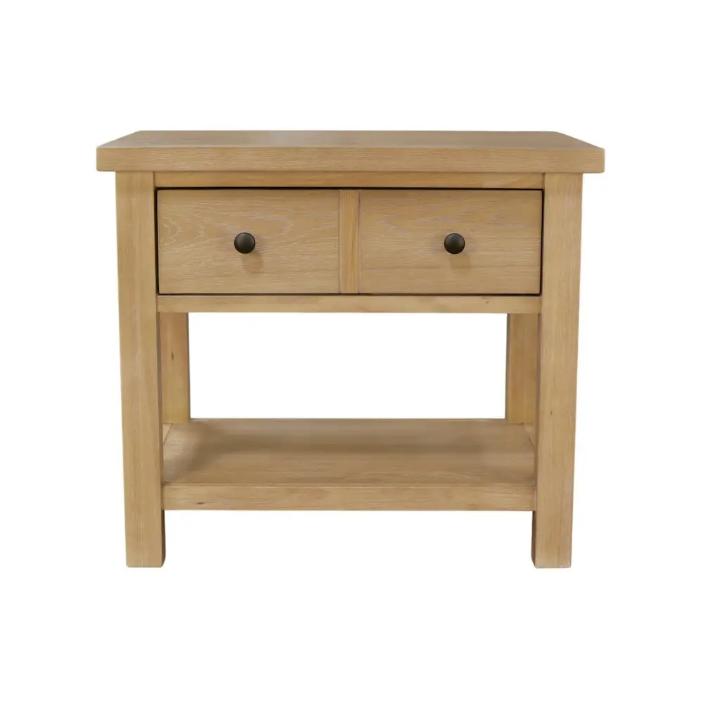 White One Drawer Nightstand with Rubberwood Solids and Oak Veneer