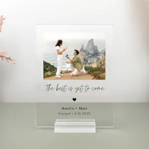 Personalized Engagement Plaque — Custom Photo Acrylic Gift for Couples