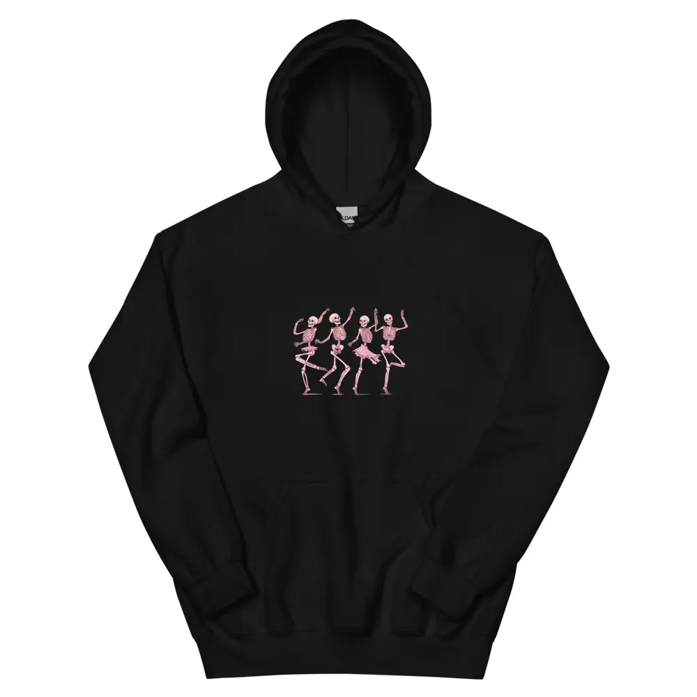 Dancing Coquette Pink Skeleton Halloween Hooded Sweatshirt