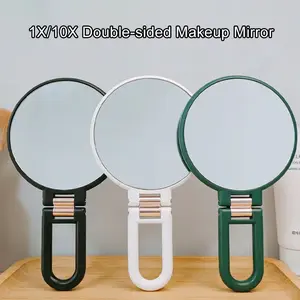 Foldable Handheld Makeup Mirror, 1x/10x Magnifying Glass, Portable Travel Mirror, Folding Makeup Mirror, Wall Mounted Bathroom Vanity Mirror for Skincare & Makeup