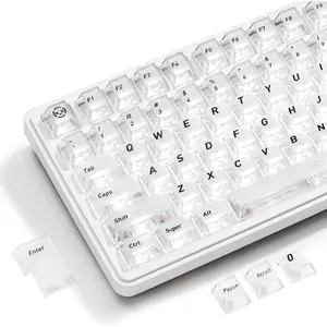 XVX White Clear Keycaps,Transparent Keycaps 60 75 100 Percent,Ceramic Keycap Style, Shine Through Keycap, Cherry Profile Keyboard Key Cap Set for Mx Switches Mechanical Keyboard, 119