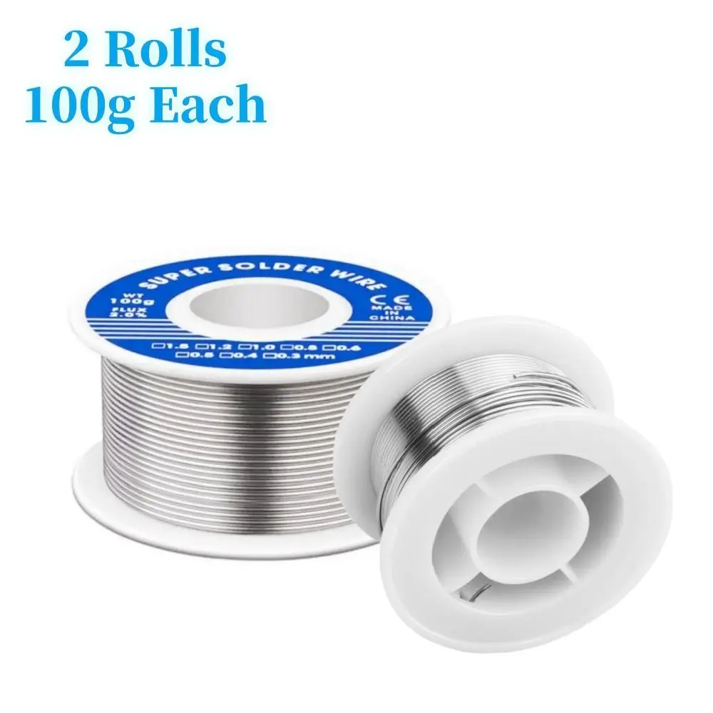 2 Rolls High Purity 0.8mm Rosin Core Solder Wire, 100g/3.53oz Per Roll (total 200g/7.06oz), Strong Adhesive, Precision Electronic DIY Home Welding