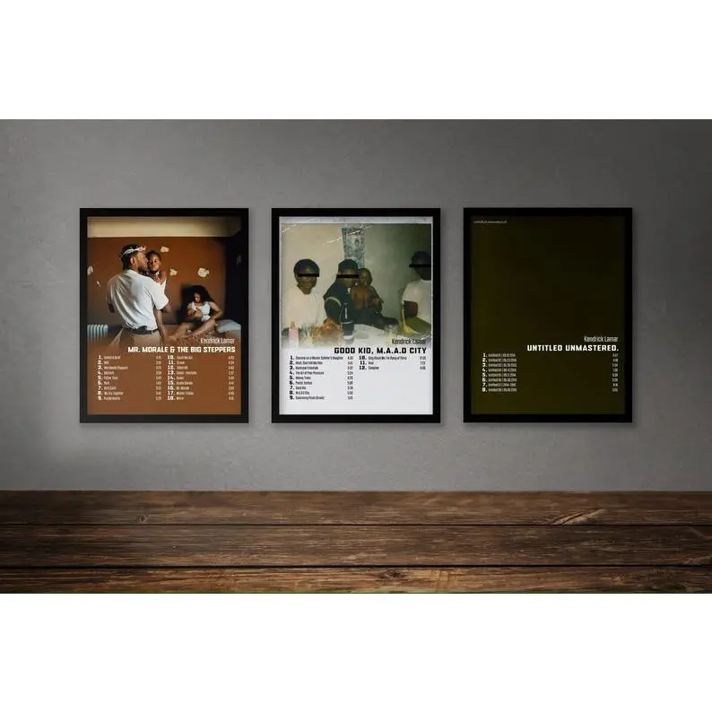 Poster Set Of 9 Album Poster | Mr. Morale & The Big Steppers | good kid, m.A.A.d city | Black Panther The Album | Section.80 1 Room Decor Gift Paper Poster Set of 3