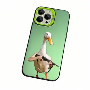 Humorous Armed Duck Pattern Phone Cover for iPhone  Aesthetic Cartoon Design Cover for phone Adorable  Compatible with Phone 17 Pro Max 16/15/14/13/12/11/X/XS Case