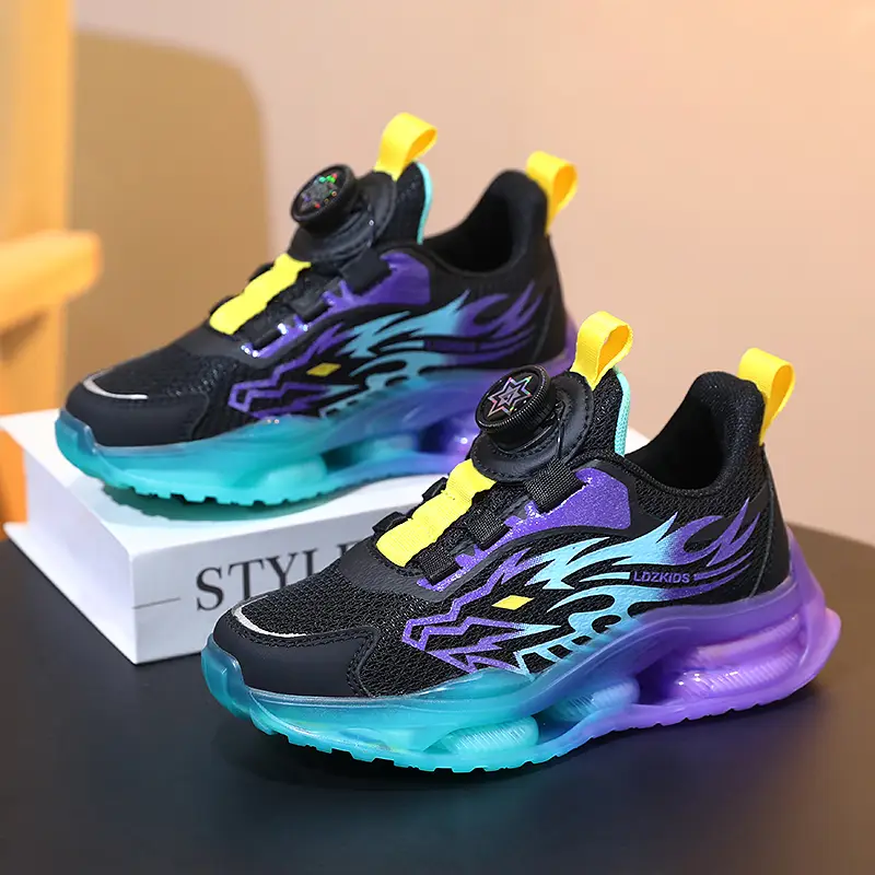 Lightweight Breathable Boys' Sports Shoes | No Lace-Up Running Sneakers with Swivel Closure, Shock Absorption & Vibrant Color Options for Outdoor Play