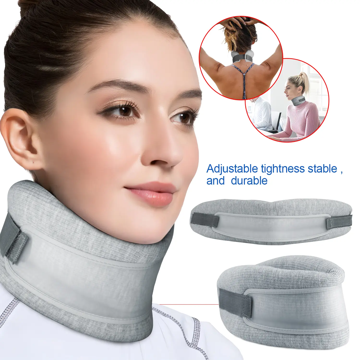 Neck Brace Cervical Collar for Neck Pain Relief Soft Foam Neck Support for Posture Correction Adjustable Neck Strap for Men Women Office Travel Sleeping