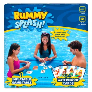 Rummy Splash! Waterproof Card Game with Floating Table (28" x 28"), Inflatable Pool & Beach Rummy Game, Family Party Game for Ages 8, 9, 10, 11 and Up, 2-4 Players