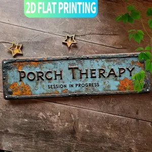 Vintage Aluminum Porch Therapy Sign, Decorative Plaque, Gothic Metal Wall Art with Pre-drilled Holes, UV-printed for Home & Kitchen, Adds Charming Decorative Touch