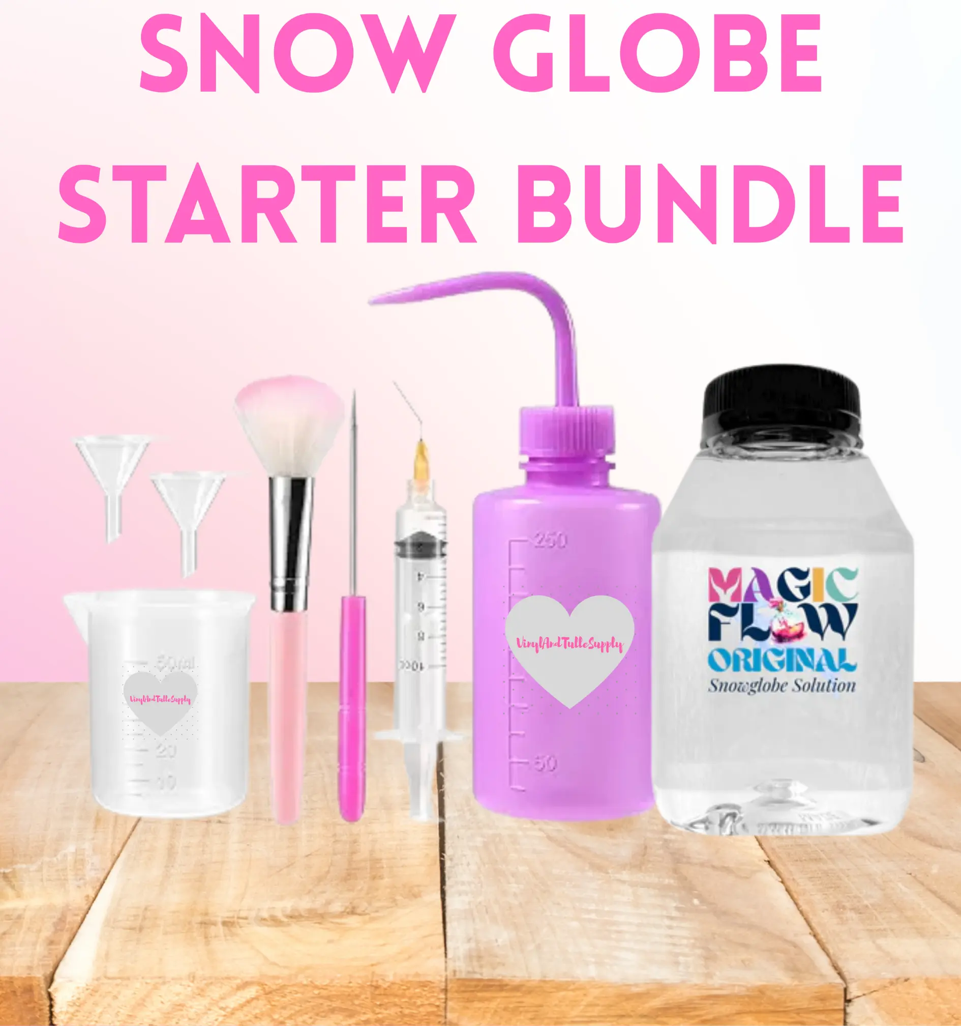 Magic Flow Original Snowglobe Tumbler Starter Bundle - Beginner Creative Crafts Kit with Glitter Bottle, Water Bottles, and Cup