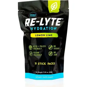 Redmond Re-Lyte Electrolyte Drink Powder Mix – Lemon Lime, 30 Stick Packs