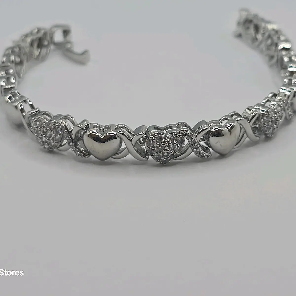 Heart's fashion bracelet silver color with stone's PLATED gold over stainless steel exquisite jewelry