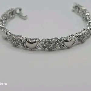 Heart's fashion bracelet silver color with stone's PLATED gold over stainless steel exquisite jewelry