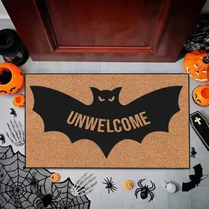 Funny Welcome Mat with Non-Slip Rubber Bottom, Personalized Bat Carpet for Entrance, Unique Halloween Gift, Home Decor Rug