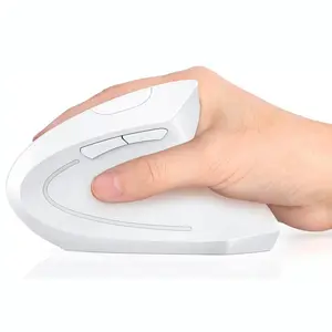 2.4G Wireless Vertical Mouse, Rechargeable Ergonomic Optical Mice: 3 Adjustable DPI 800/1200/1600 Levels 6 Buttons, for Laptop, PC, Computer, Desktop, Notebook etc, White