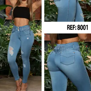 Bon Bon Up Colombian High-Waisted Jeans REF: 8001 Classic 3-Buttons Closure Super Stretch Fit