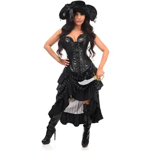 Top Drawer Black/Grey Striped Premium Corset Costume