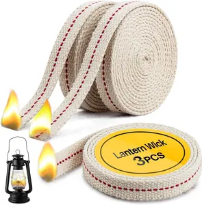 Sukh Oil Lamp Wicks - Lantern Wicks 3 Rolls 1/2 Inch Flat Cotton Wicks with Genuine Red Stitch Replacement Oil Lamp Wick for Paraffin Oil Kerosene Based Lanterns Lamp-Wick-3R