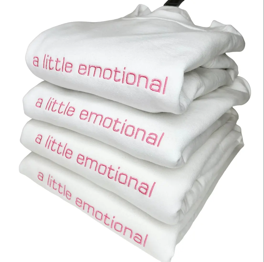 A Little Emotional Embroidered Crewneck Sweater - Simple Cute Trendy Design for Emotional Girlies Long Sleeve Fashionable Statement Piece
