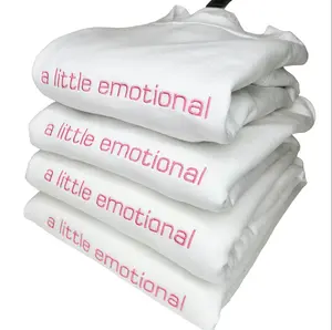 A Little Emotional Embroidered Crewneck Sweater - Simple Cute Trendy Design for Emotional Girlies Long Sleeve Fashionable Statement Piece