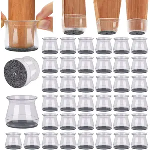 40Pcs Chair Leg Floor Protectors Chair Leg Protectors for Hardwood Floors Silicone Pads Covers to Protect Floors Universal L Clear Fit (1-5/16"~2")