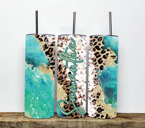 Personalized Teal Cheetah Tumbler | 20oz Tumbler| Cheetah Tumbler | Milky way Tumbler | Double Wall Stainless Steel | Personalized w/Name