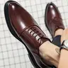 Men's Lace-Up Business Office Work Formal Oxfords Closed Oxford Shoes, Perfect for Banquets, Parties, Weddings, Groom Wedding Shoes, Elegant Pointed Toe Leather Shoes Footwear