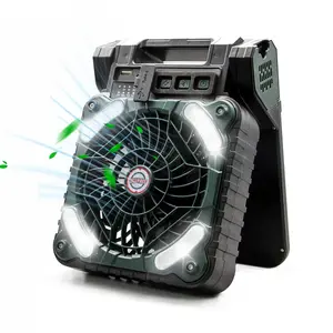 Solar Powered Fan with LED Light, 1 Set Rechargeable Fan with Remote Control, Portable Tent Fan for Outdoor Camping, Ventilation Fan