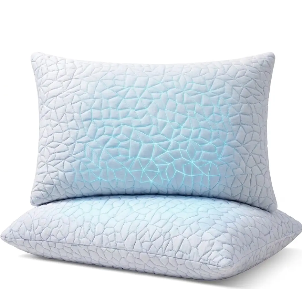 MIUKIULA Cooling Bed Pillows for Sleeping Set of 2, Shredded Memory Foam Pillows for Bed 2Pack, Adjustable Cool Pillow for Side, Back and Stomach Sleepers Neck Supportive