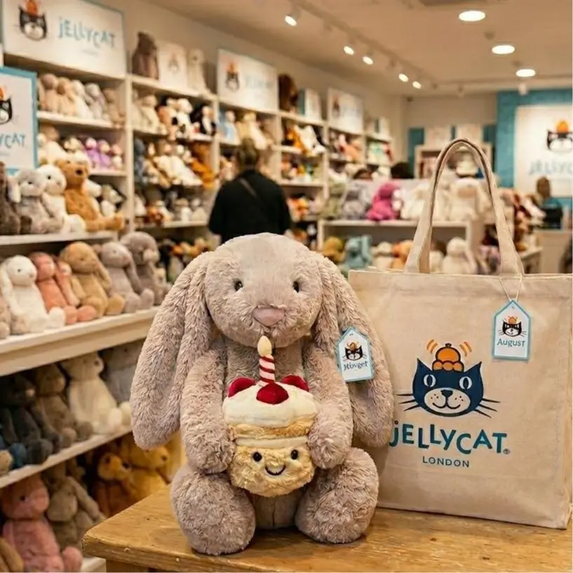 ellycat Bashful Bunny Plush Toy with Birthday Cake | Ultra Soft Cute Bunny Stuffed Animal, Birthday Cake Plushie, Unique Birthday Gift Idea for Girls & Kids, Unique Birthday Gift Idea for Girls & Kids