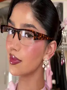 Women's Semi-Rimless Rectangle Sunglasses, Stylish & Trendy Design, Ideal for Daily Use, Shopping, Leisure, Entertainment