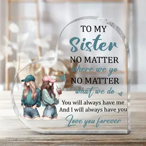 1pc Acrylic Eternal Sister Plaque - "No Matter Where We Go or What We Do, Always Have Each Other Forever" Engraved - Gift for Sister, Best Friend, Cousin - Perfect for Sister's Day, Birthday, Christmas & Unbreakable Bond Gifts