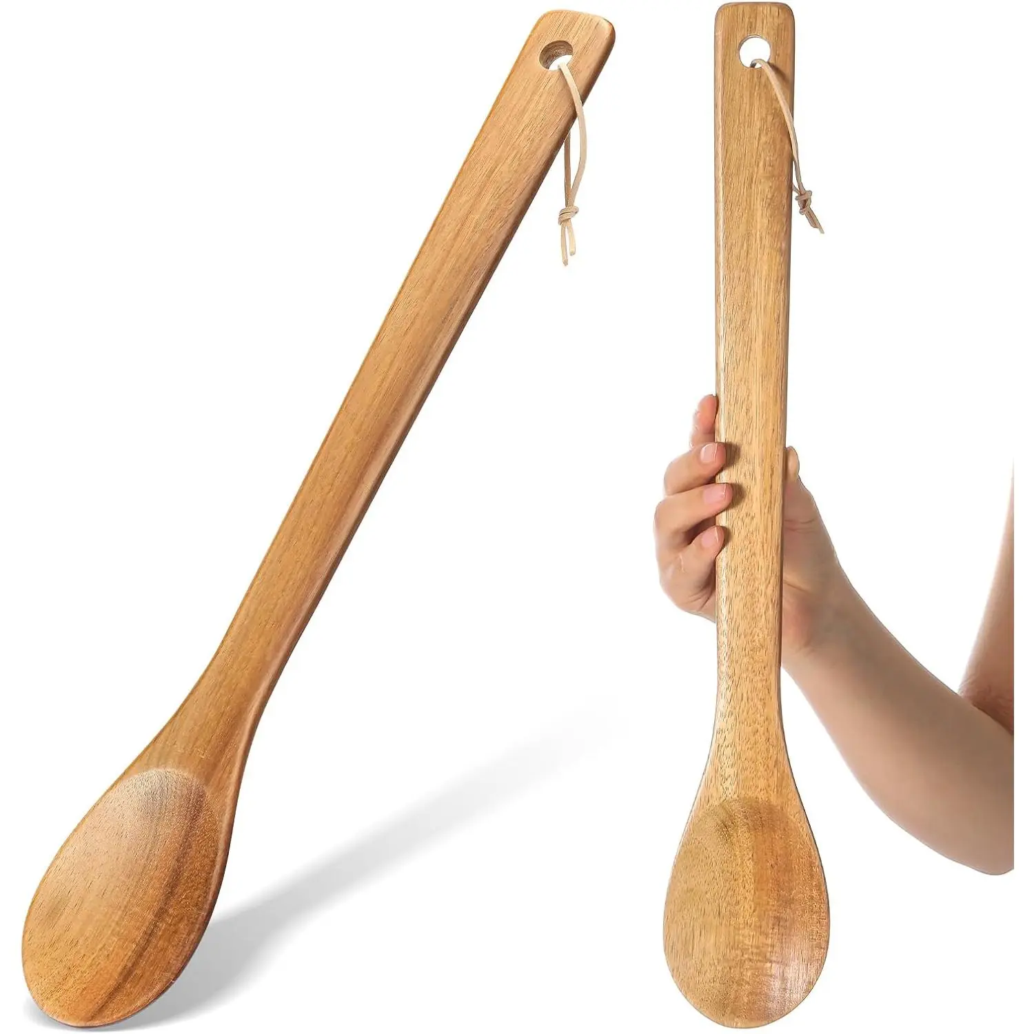 1 count 18 Inches Extra Long Wooden Spoons Large Non-stick Kitchen Wooden Spoons Giant Heavy Duty Stir Paddle for Cooking Mixing Stirring Heat Resistant Cooking Tool Chef Mom Gifts (Acacia)