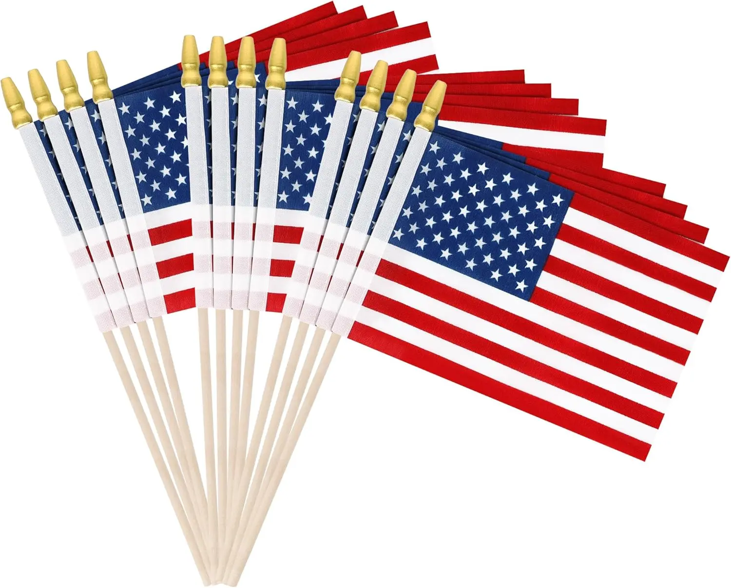 12 Pcs Small American Flags on Stick, 6x4 In 4th of July Decorations, Mini 250 Anniversary USA Flag, Fourth of July American Handheld Flags for Veterans Day Memorial Day Supplies