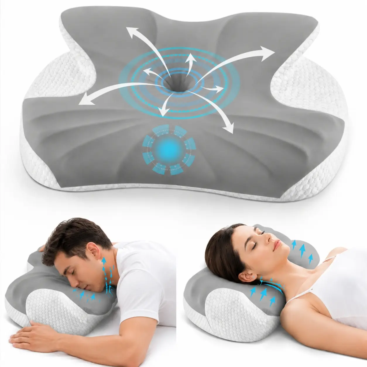 Cuitlyi Cervical Support Pillow – Adjustable Ergonomic Memory Foam Neck Support Pillow for Neck Pain Relief, Designed for Side, Back and Stomach Sleepers, Breathable Orthopedic-Style Sleep Design