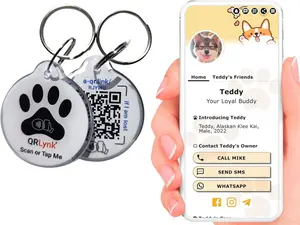 Pet ID Tag with NFC, Tap or Scan QR Code, direct link to Custom Pet Profile, Dog and Cat Tags, Smart Pet ID Lightweight & Waterproof